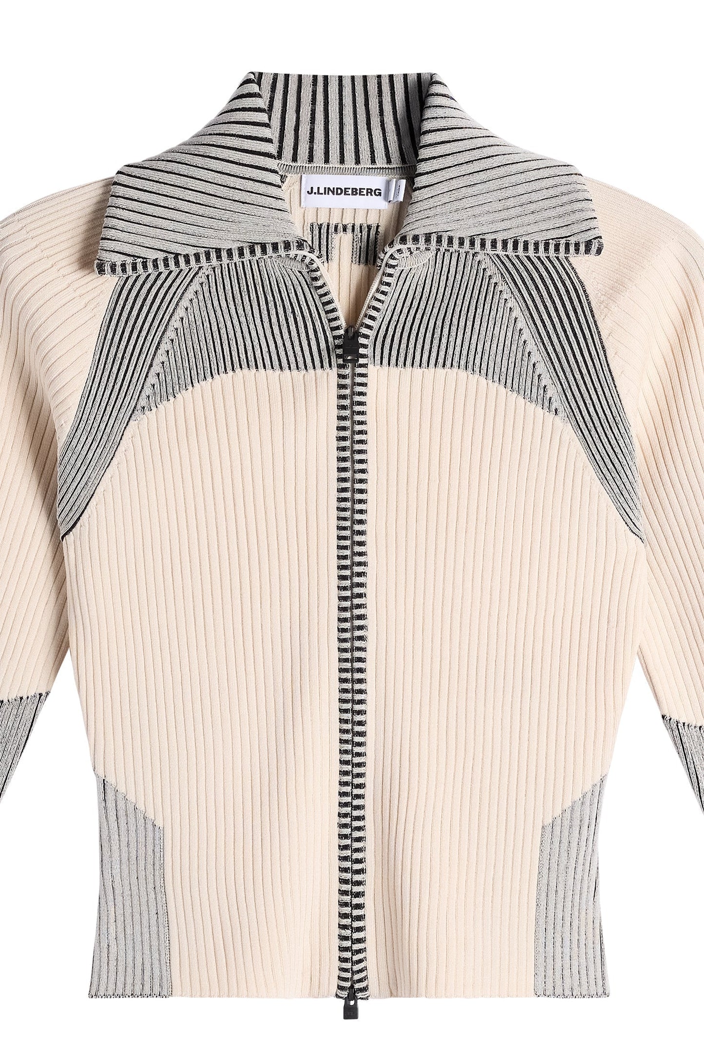 Terri Contrast Rib Zip Sweater / Moonbeam