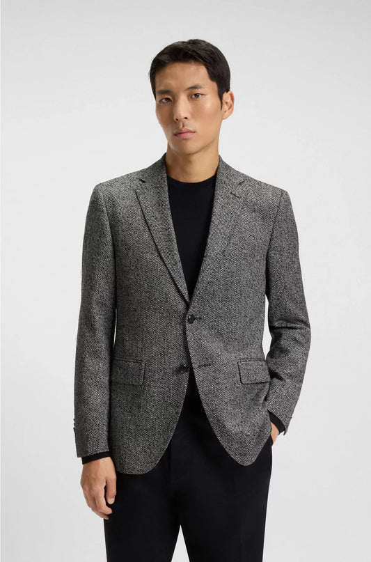 REGULAR-FIT JACKET IN A HERRINGBONE WOOL BLEND
