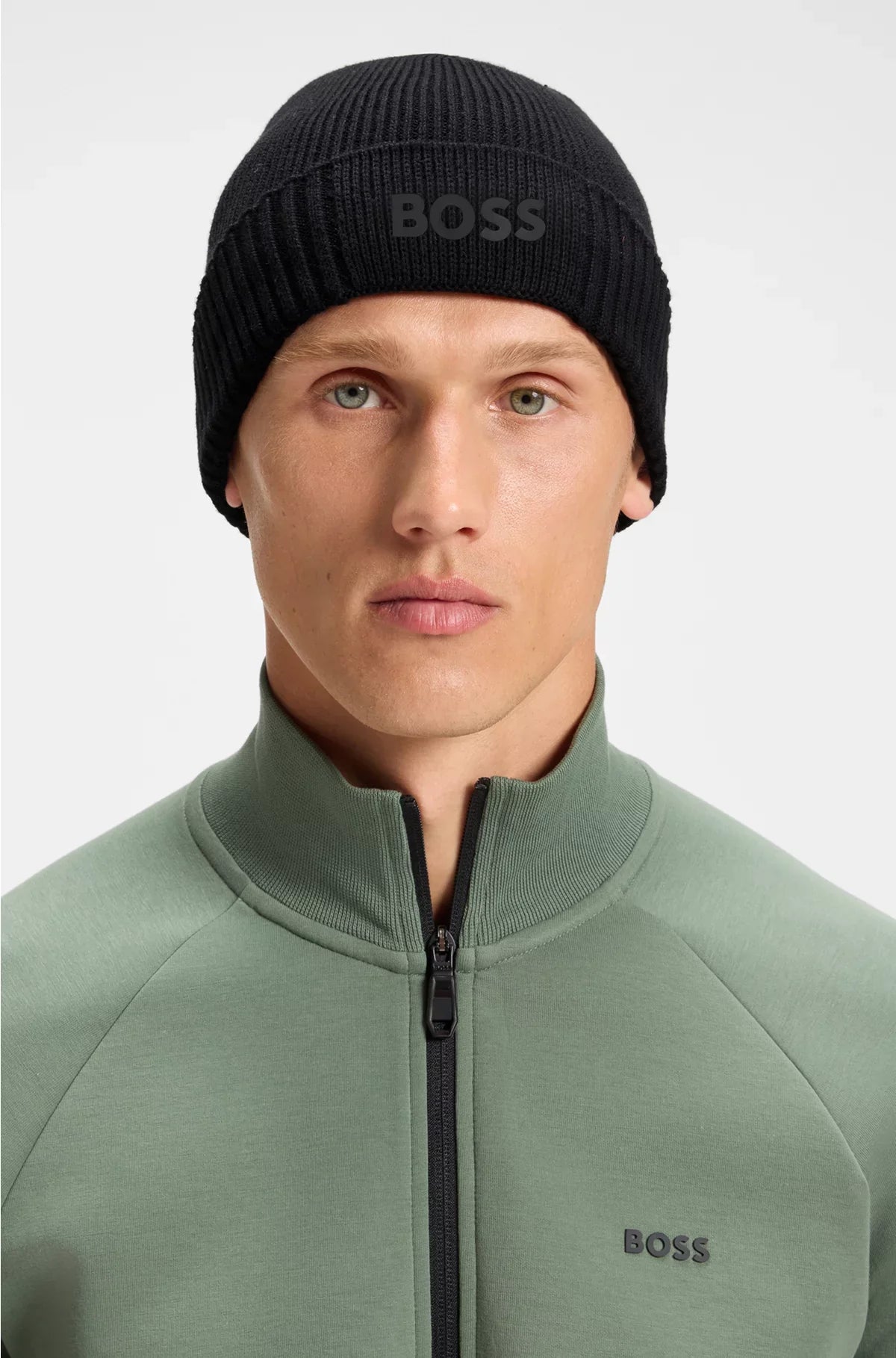 LOGO-DETAIL BEANIE HAT IN COTTON AND VIRGIN WOOL