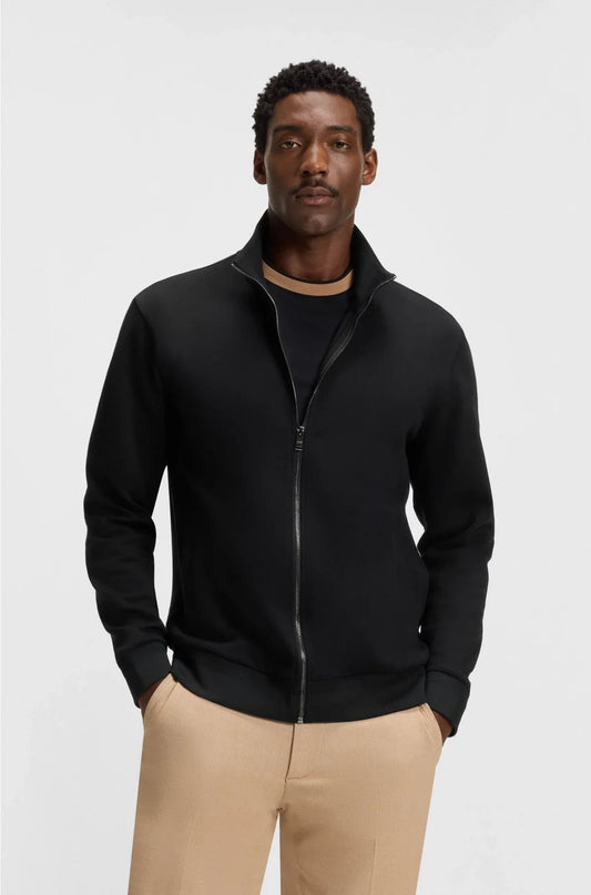 ZIP-UP SWEATSHIRT IN MERCERISED STRETCH-COTTON PIQUE