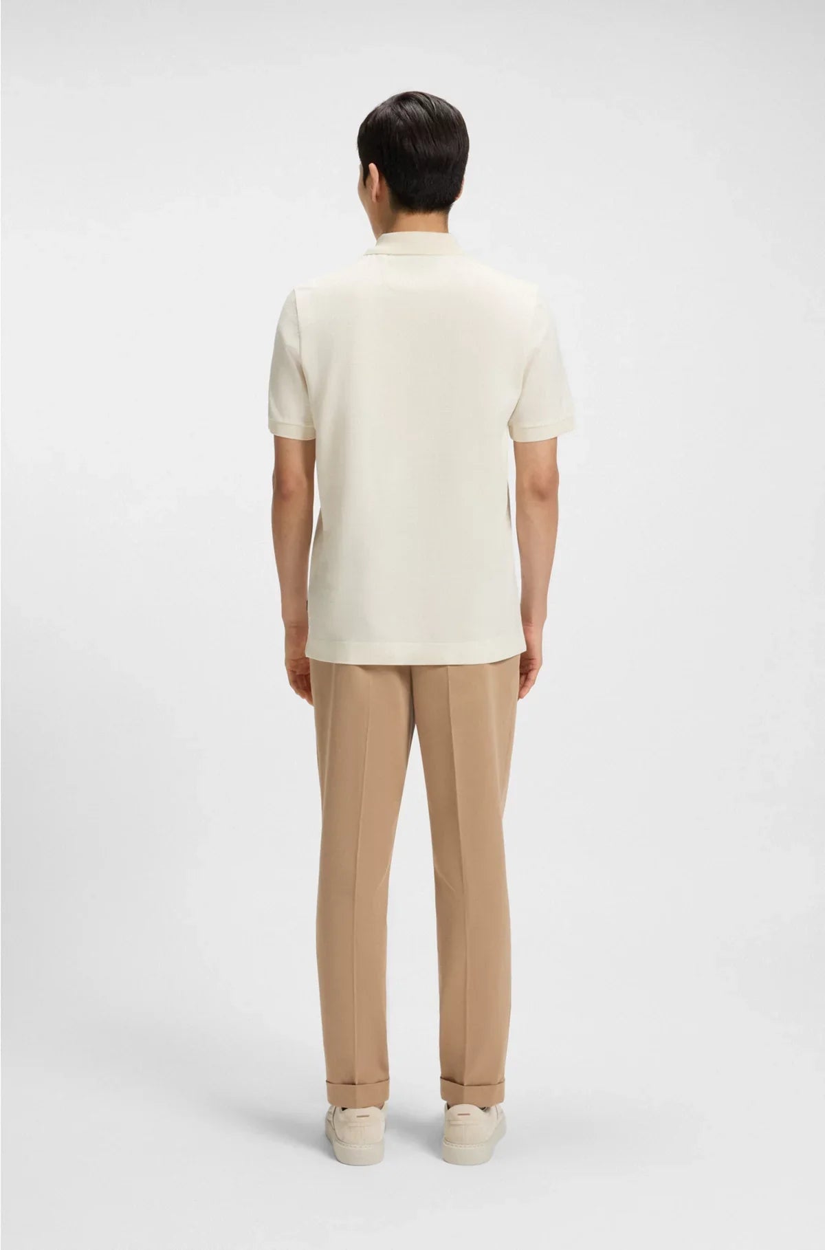 ZIP-NECK POLO SHIRT IN MERCERISED COTTON-SILK JACQUARD