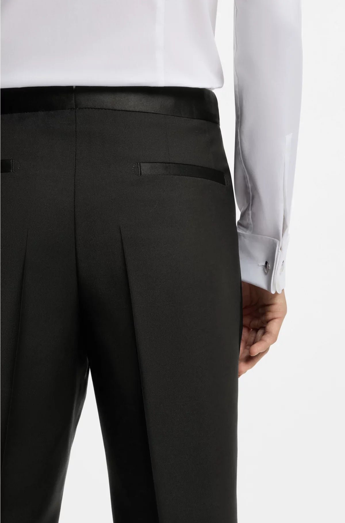 WOOL-BLEND TROUSERS WITH SILK TRIMS