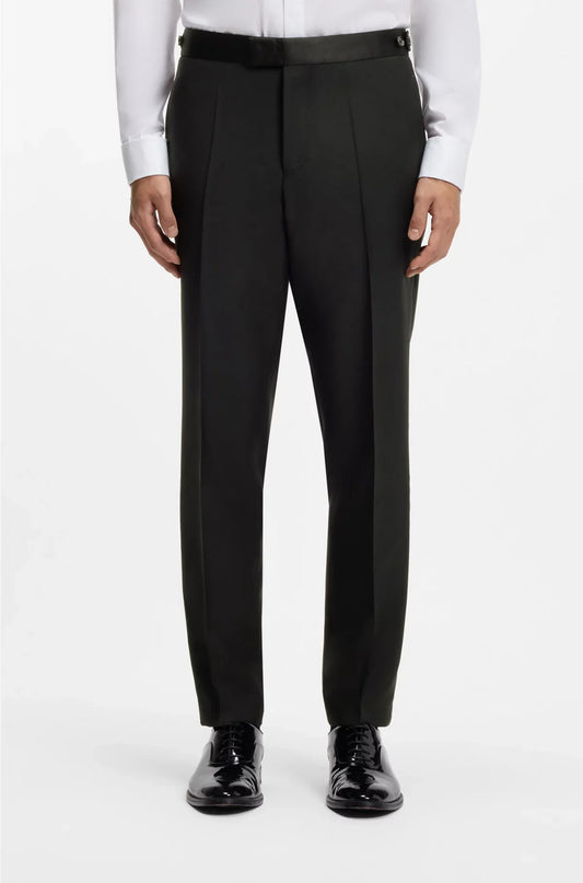 WOOL-BLEND TROUSERS WITH SILK TRIMS
