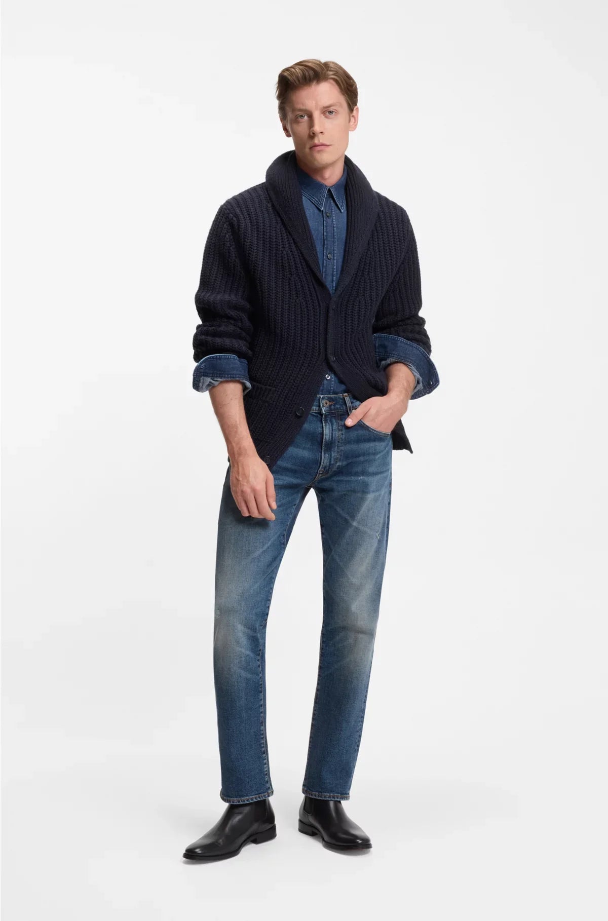LEATHER CHELSEA BOOTS WITH ELASTICATED PANELS