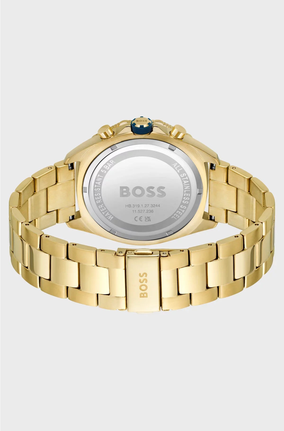 BLUE-DIAL CHRONOGRAPH WATCH WITH GEOMETRIC BEZEL
